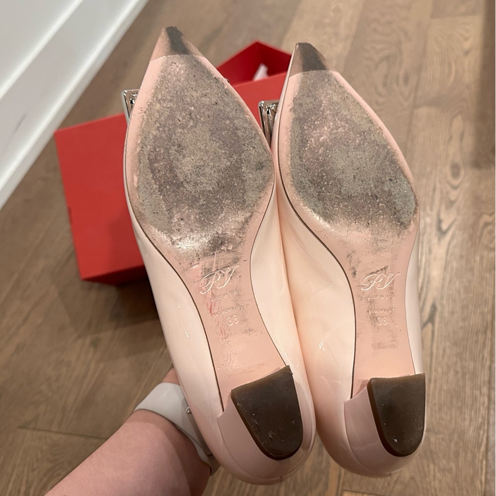 Roger Vivier Blush Pink Crystal-Embellished Pointed Toe Flats - Picture 8 of 8